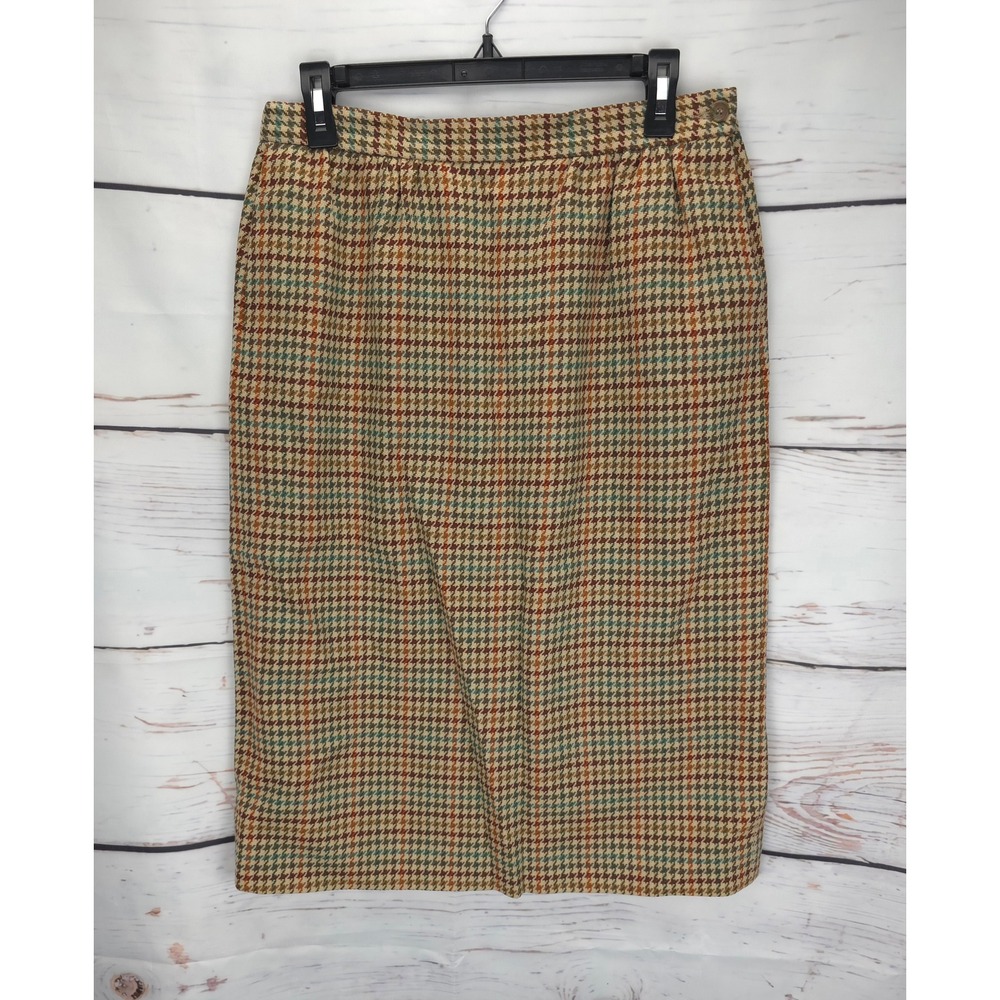 Vintage Pendleton Wool Plaid Skirt Womens SZ 12‎ Midi Knee Length Tweed Academia